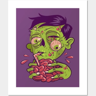 Zombie Milkshake Brain Illustration Posters and Art